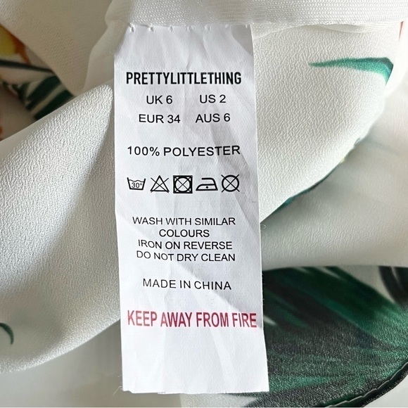 Pretty Little Thing White Tropical Print Cutout Tie Back Romper Size 2 - Picture 12 of 13